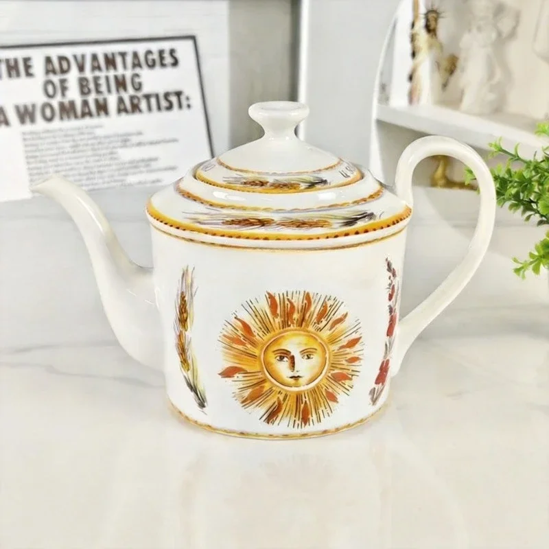 Retro Sun Star Moon High Appearance Level Coffee Teapot Afternoon Tea Teapot With Gift Box