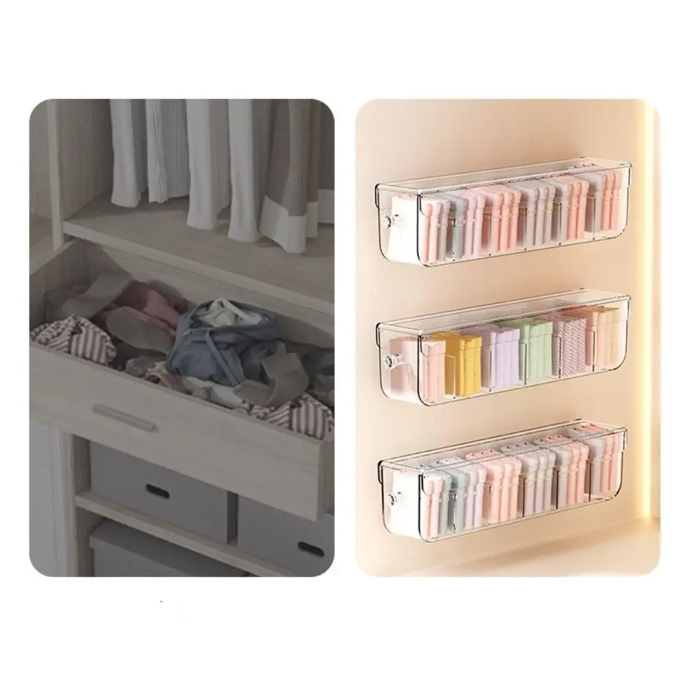 New Wall-mounted Underwear Sock Storage Box Closet Bra Garments Holder Bin Drawer Case Large ClothCompartment Box Space-saving