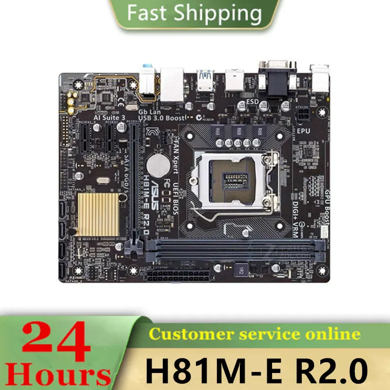 Para Asus H81M-E R2.0 Desktop Placa-mãe H81 LGA 1150 LGA1150 Para Core i7 i5 i3 DDR3 SATA3 USB3.0 Original Usado