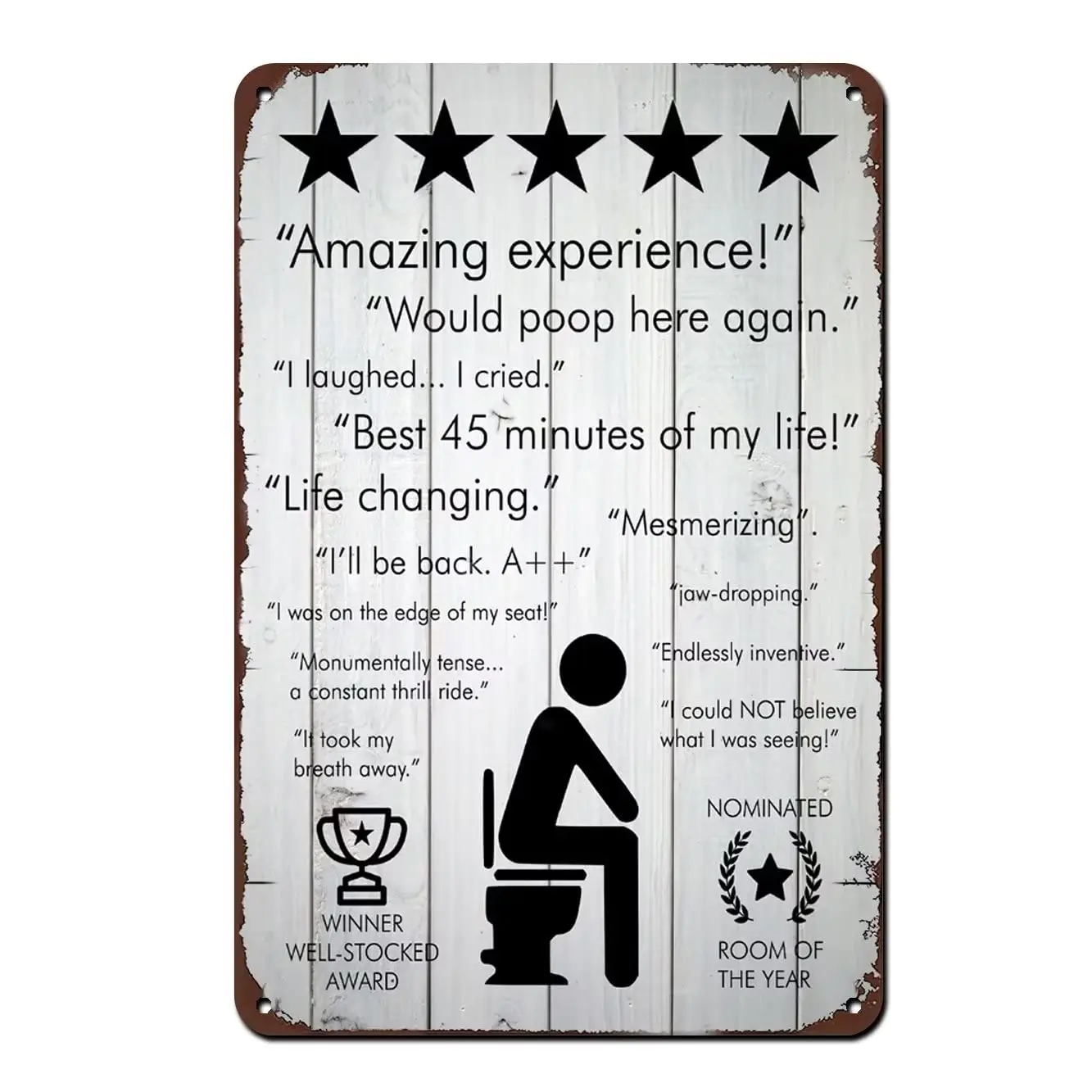 Funny Vintage Tin Sign Amazing Experience Would Poop Here Again Interesting Toilet Funny Restroom Retro Metal Signs,for Garage F