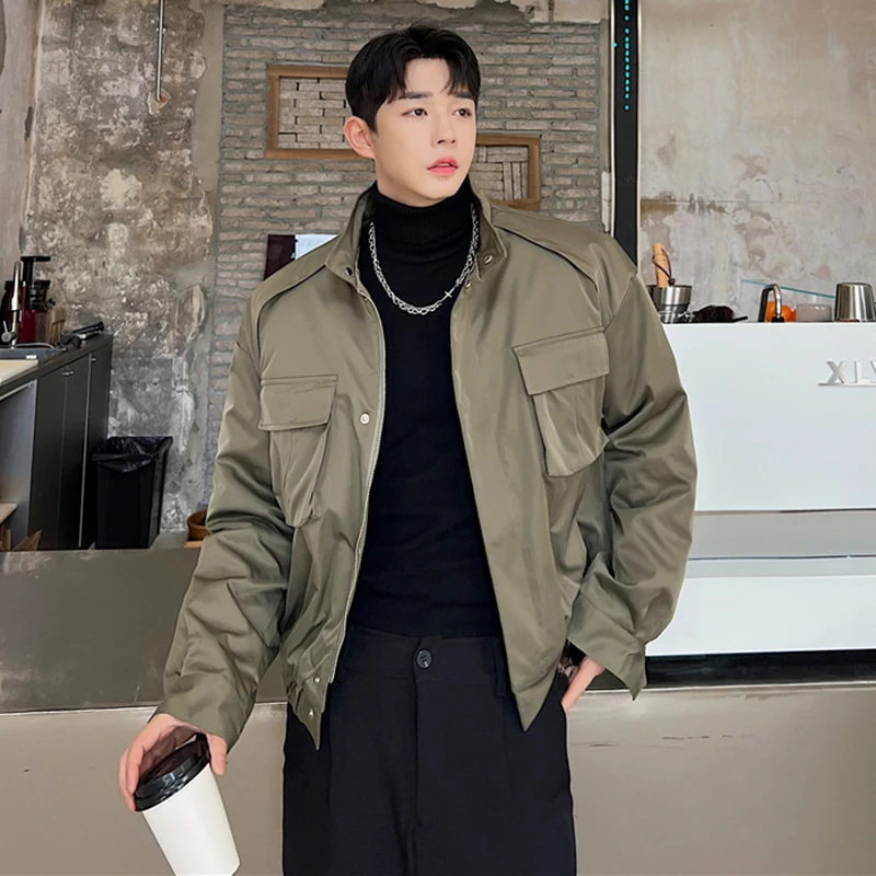 LUZHEN Jackets Thick Liner Cotton Pocket Design Stand Up Collar Simplicity Handsome Versatile Casual Men Outerwear Autumn LZ7719