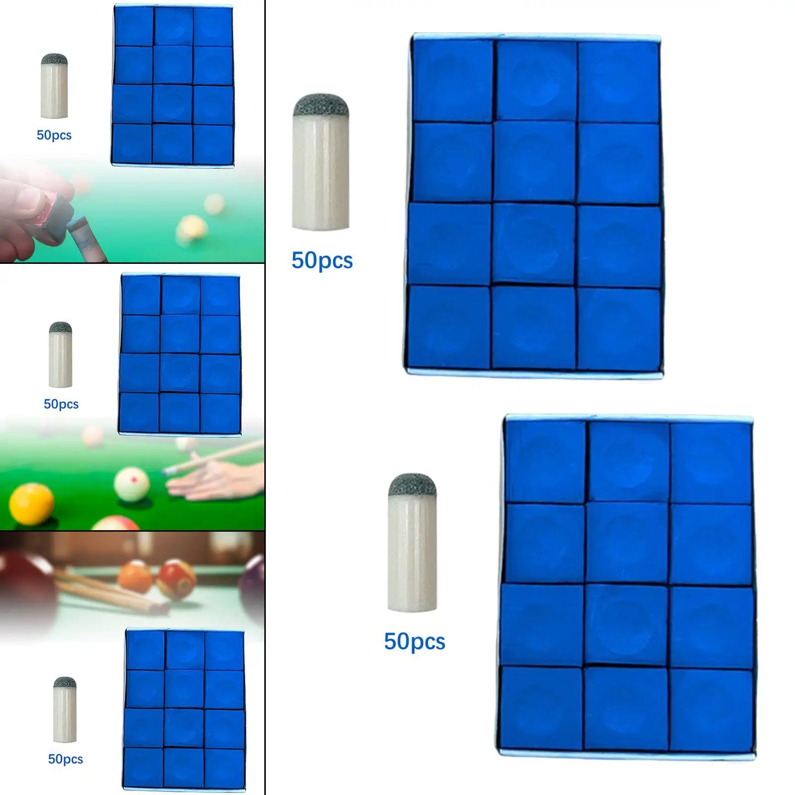 50 peças deslizamento em dicas de taco de bilhar, dicas de taco de sinuca com giz de taco de bilhar, acessórios de peças, dicas de taco de bilhar