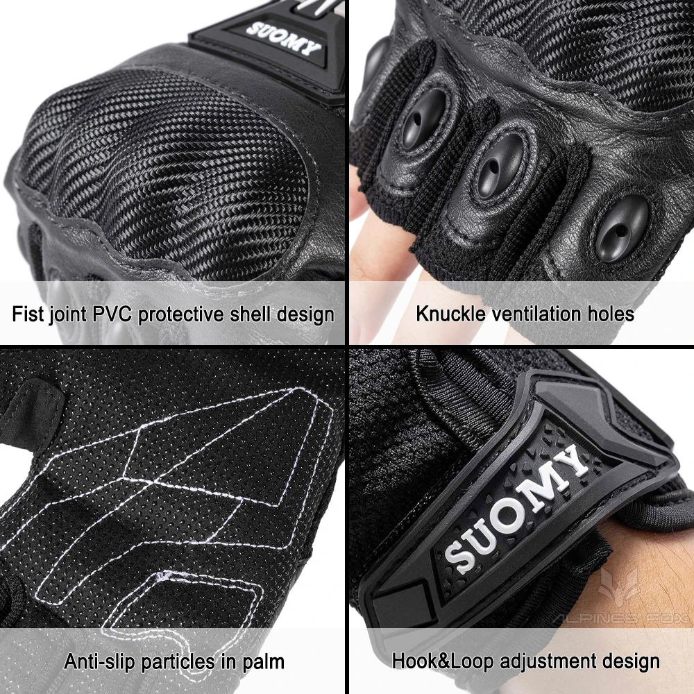 SUOMY Summer Half Finger Motorcycle Gloves Full Palm Non-slip Guantes Moto Motorcycle Fingerless Glove Moto Cycling Biker Racing