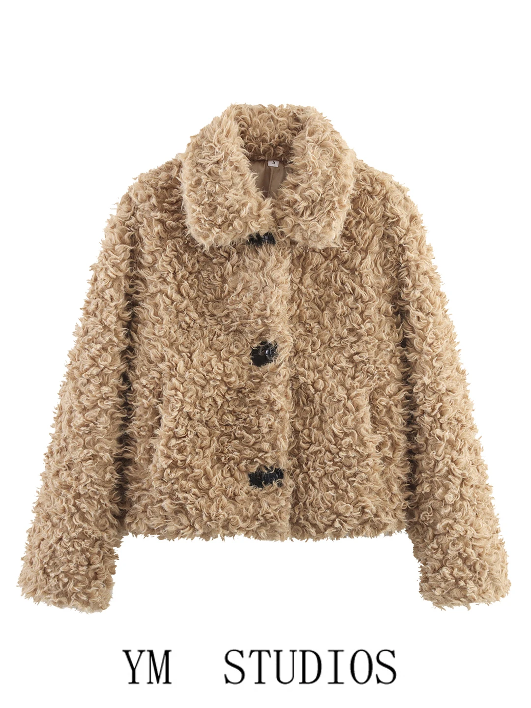 

Женское теплое плюшевое пальто из искусственного меха, винтажное пальто с эффектом вьющихся волос, Plu Jaet European Sle Long Sve с высокой талией pe