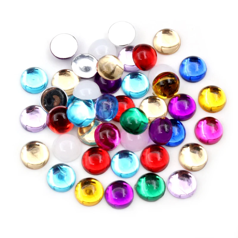 Di nuovo Modo 40pcs 12 millimetri Misto di Cristallo Colorato Posteriore Piana Della Resina Cabochons Cammeo Fatti A Mano Distanziatori Per Gioielli