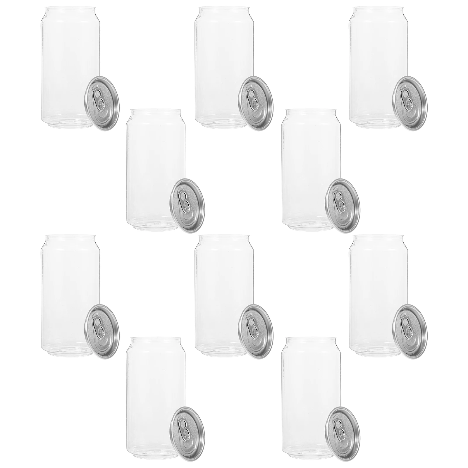

10Pcs Transparent Can Juice Bottles Leakproof Portable Aluminum Cap Beverage Containers Travel Parties Home Use 400ml