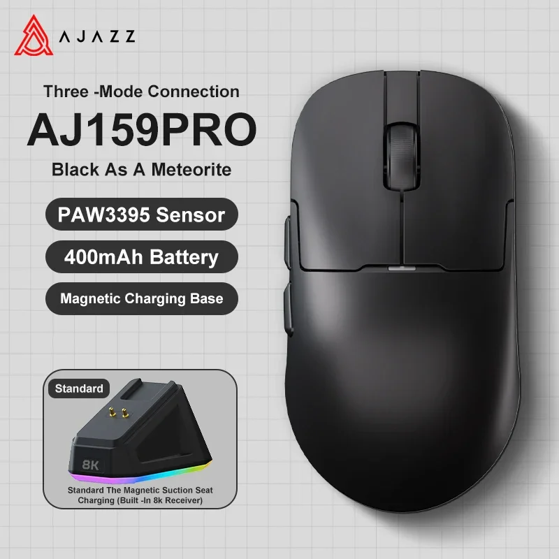 Ajazz AJ159 PRO/APEX Gamingmuis 8000Hz Rebound Rate Paw3950 Kleurenscherm Magnetische standaard AJ159P Kantoor & Gaming