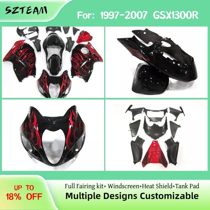 For 1997-2005 2006 2007 GSX1300R Motorcycle Fairing Kit GSX 1300R 97-07 Injection Aftermarket Full Fairings Red Flame
