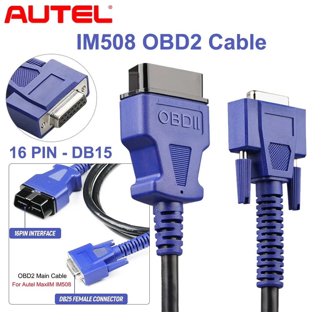 Original Autel IM508 OBD Cable For Autel IM508 MaxiIM Diagnostic Scanner Accessory 16 Pin Main Test Cable DB15 Female Connector