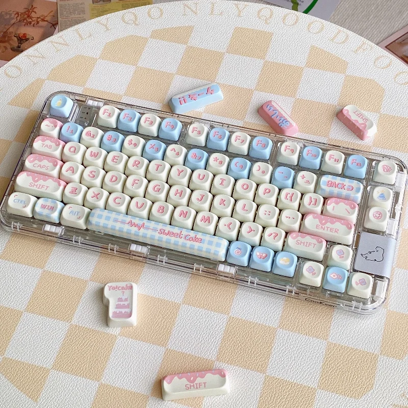 Cake Theme Keycaps Set 140 Key PBT Thermal Sublimation Cute Key Caps Mechanical Keyboard Accessories Custom Keyboard Keycaps