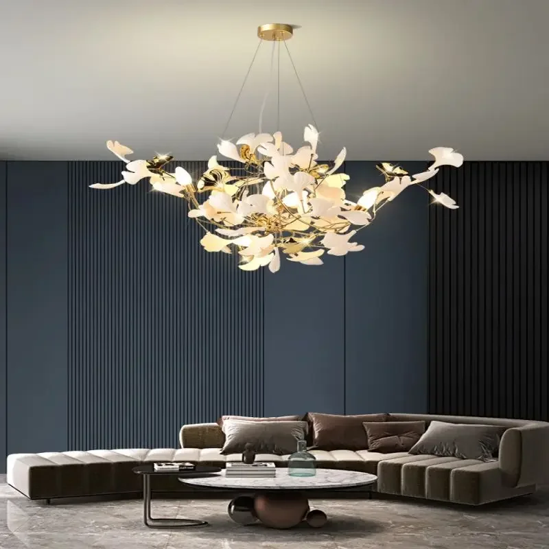 Imagem -06 - Modern Ginkgo Tree Leaf Teto Lustre Cozinha Mesa de Jantar Led Lights Quarto de Luxo Lâmpadas Criativas para Quarto Eletrodoméstico