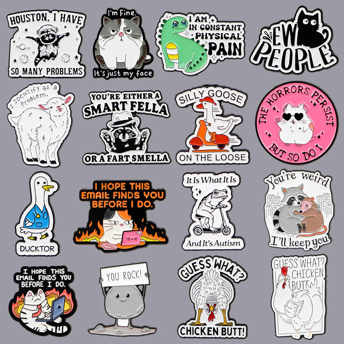 Cartoon Animals Butterfly Enamel Pin Cute Cats Goose Brooches Backpack Accessories Bags Lapel Constume Jewelry Gifts for Friends
