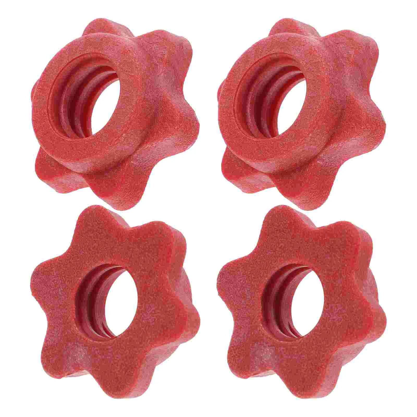 4 Pcs Dumbells Hex Nuts Barbell Pole Self-locking Buckle Fixing Accessory Red Collars