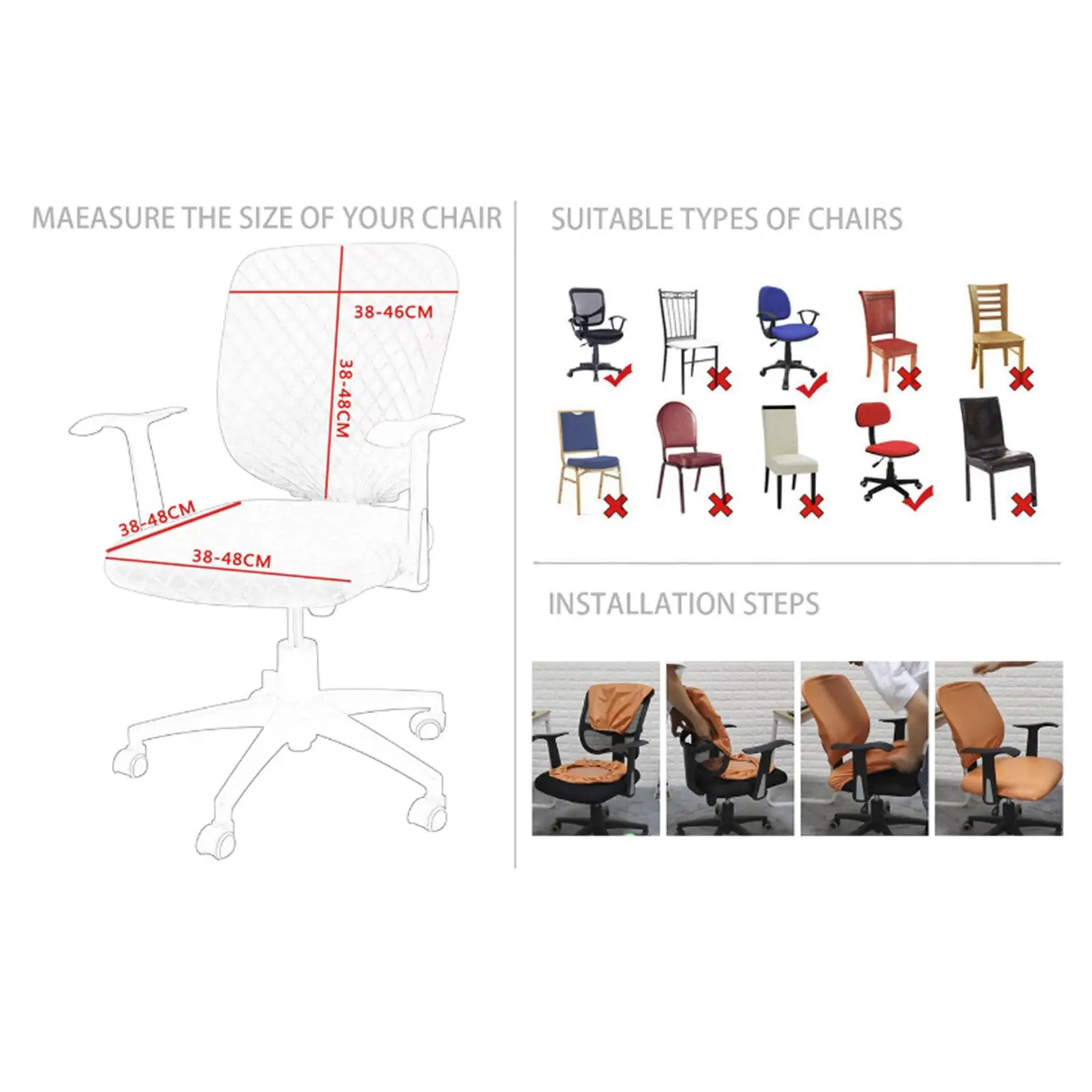 Polyester Stretch Office Chair Cover Soft Slipcover for Computer Desk Armchair Home Furniture