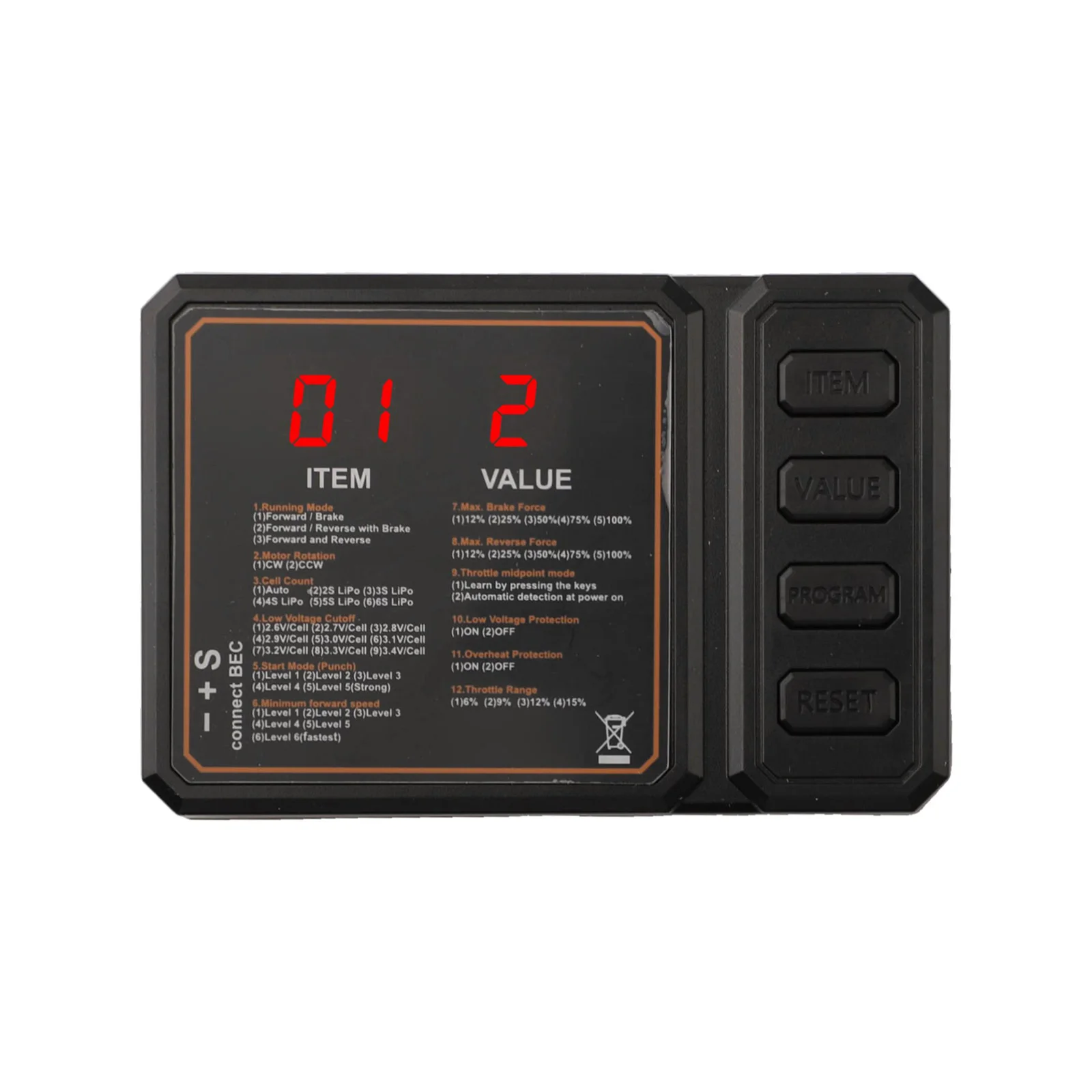Remote Control Car Optimization Black RC ESC Programming Card 1 10 Scale Models Resistance Braking Adjustments