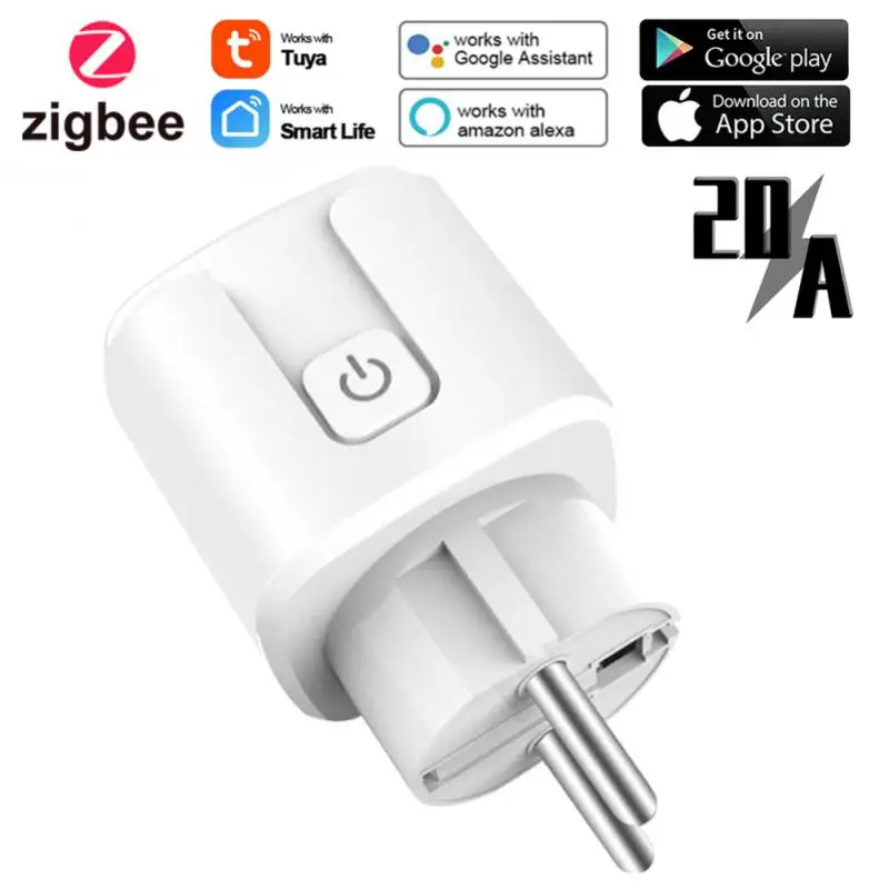 Smart Power Socket Timer Remote Control Smart Plug Voice Contro Wireless Eu Plug Tuya Supports Alexa Assistant 20a