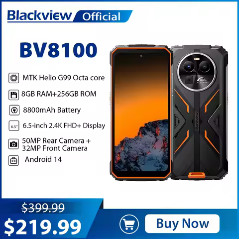 Blackview BV8100 Rugged Smartphone Helio G99 6.5" 2.4K FHD+ 120Hz 24(8+16)GB RAM 256GB Mobile Phone 50MP 8800mAh 45W Android 14
