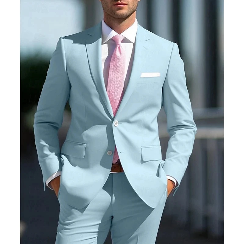 

Solid Color Single Breasted Notch Lapel Men Suits Slinny Outfits Luxury Wedding 2 Piece Jacket Pants Male Clothing Terno Blazer