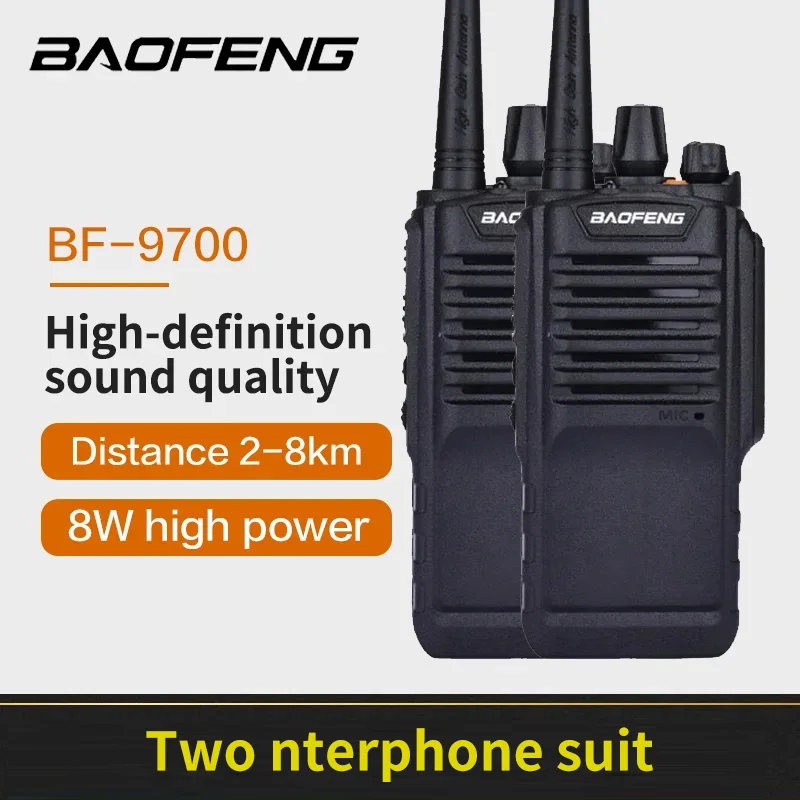 2PCS BaoFeng/BF-9700 walperforé talperforé 2200mAh 8W 5km-10km walperforé talperforated profesional, voyages, chantiers de construction peuvent être utilisés