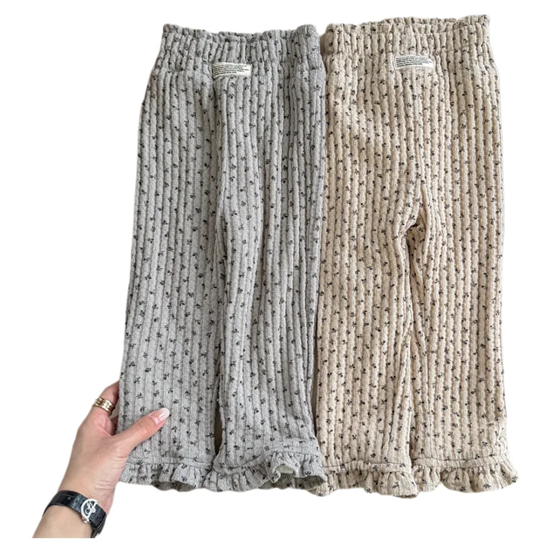 LILIGIRL Children Pants 2025 Autumn and Winter New Girls' Winter Plus Velvet Lace Leggings Pants  Kid's Pants Trousers 1-7Year