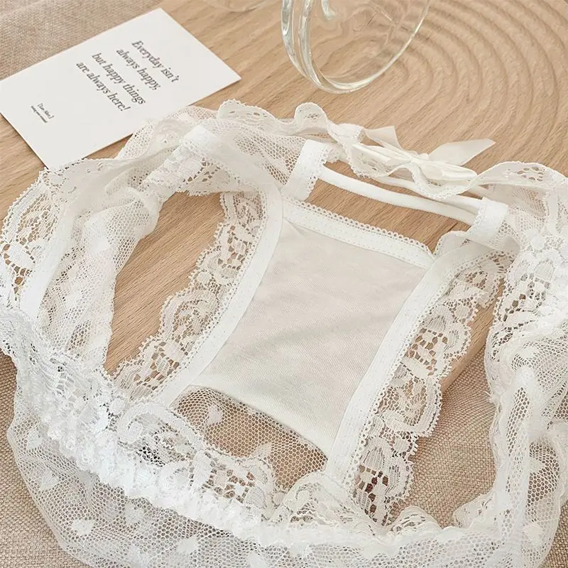 Hollow Out Lace Women Panties See-through Underwear Traceless Sexy Underpants Triangle Panties Bow Tie Sweet Lingerie New