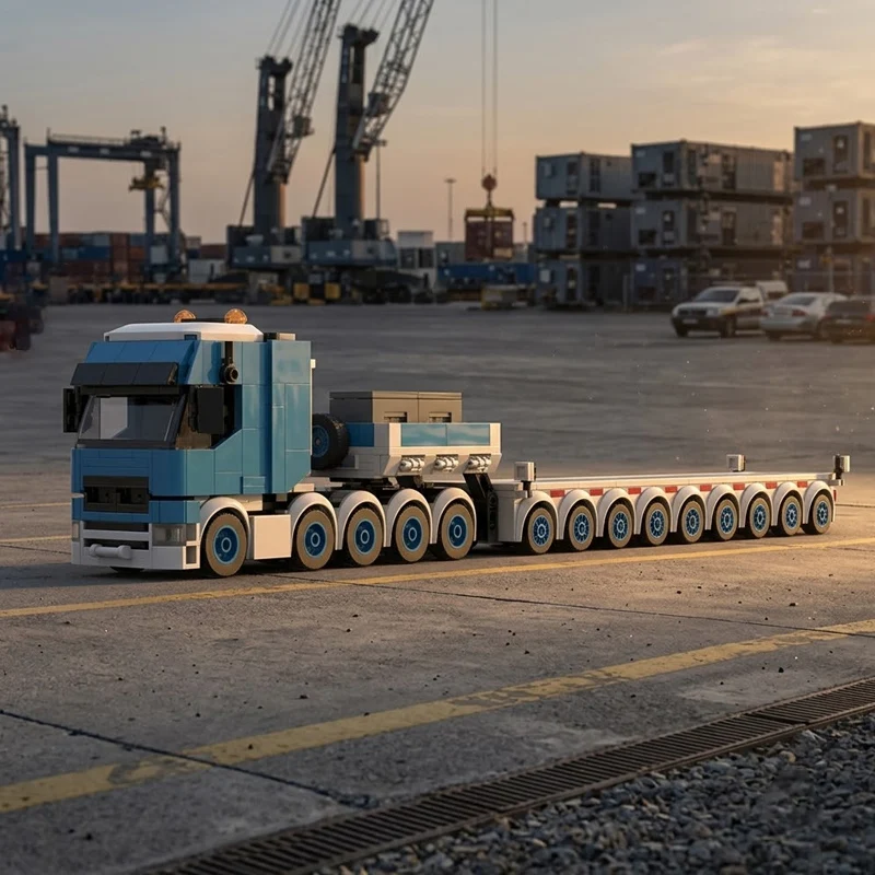 

qwert City Car Model MOC Building Bricks Small Heavy Flatbed Truck Modular Technology Children Holiday Gifts Assemble Toys Suit