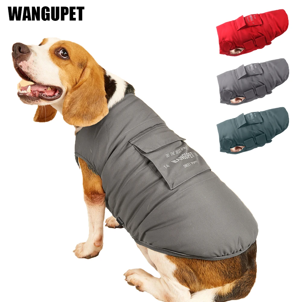 Large Dog Clothes Thickened Fleece Linied Warm Dog Vest Jacket Winter Indoor Outdoor Pet Waterpfoof Coat French Bulldog Labrador