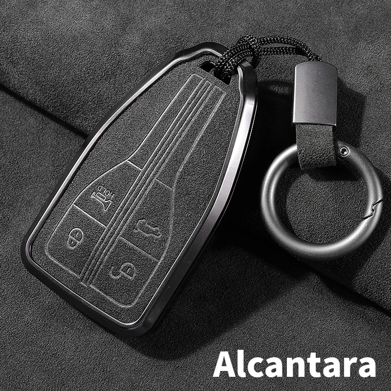 For Hongqi HS5 HS7 H9 High end personalized suede metal key case, suitable for both male and female key chains