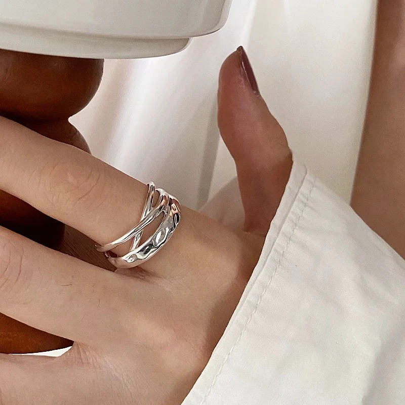 خواتم من الفضة الإسترليني عيار 925 للنساء والرجال والأزواج، خاتم بسيط مصنوع يدويًا، مجوهرات للحفلات، هدية تمنع الحساسية #3