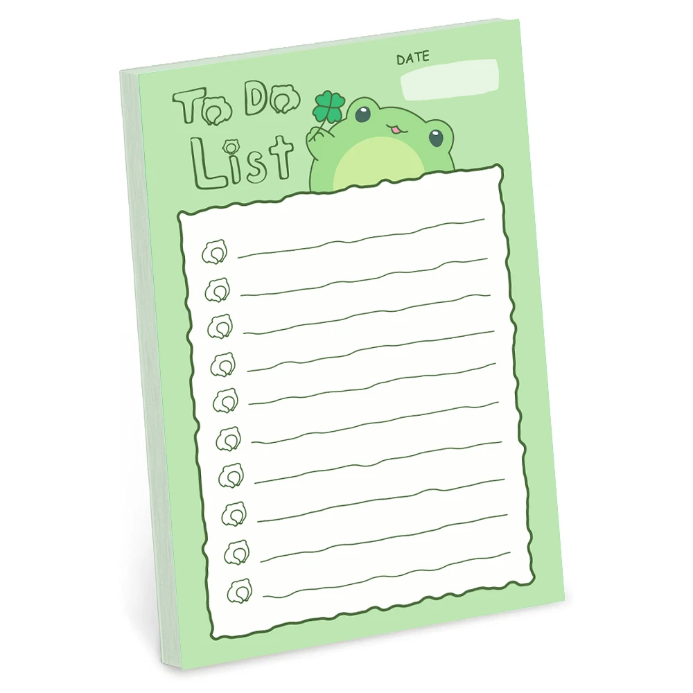 Kawaii Frog To Do List Big Sticky Notes for Task Planner to Reach Goals, School Office Stationery Supplies, 50 Sheets 4” x 6”