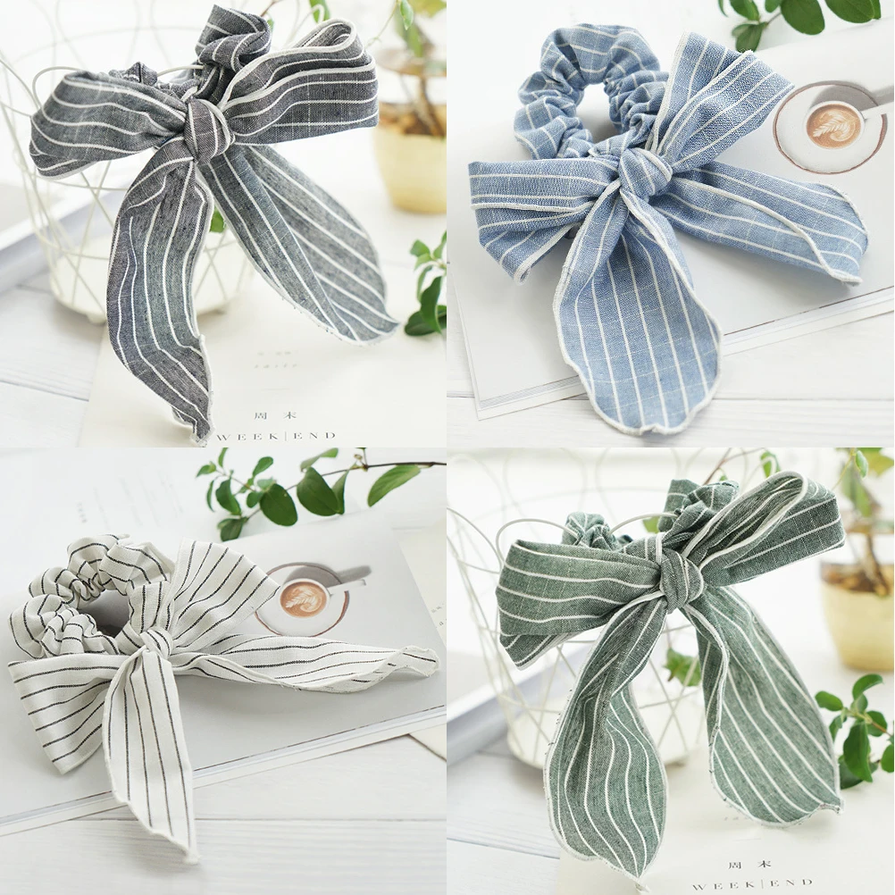 

4Pcs Striped Tie Rope Ponytail Holder Ponytail Holder Bands Girls Tie Wear Gift Hair Care Styling Tool