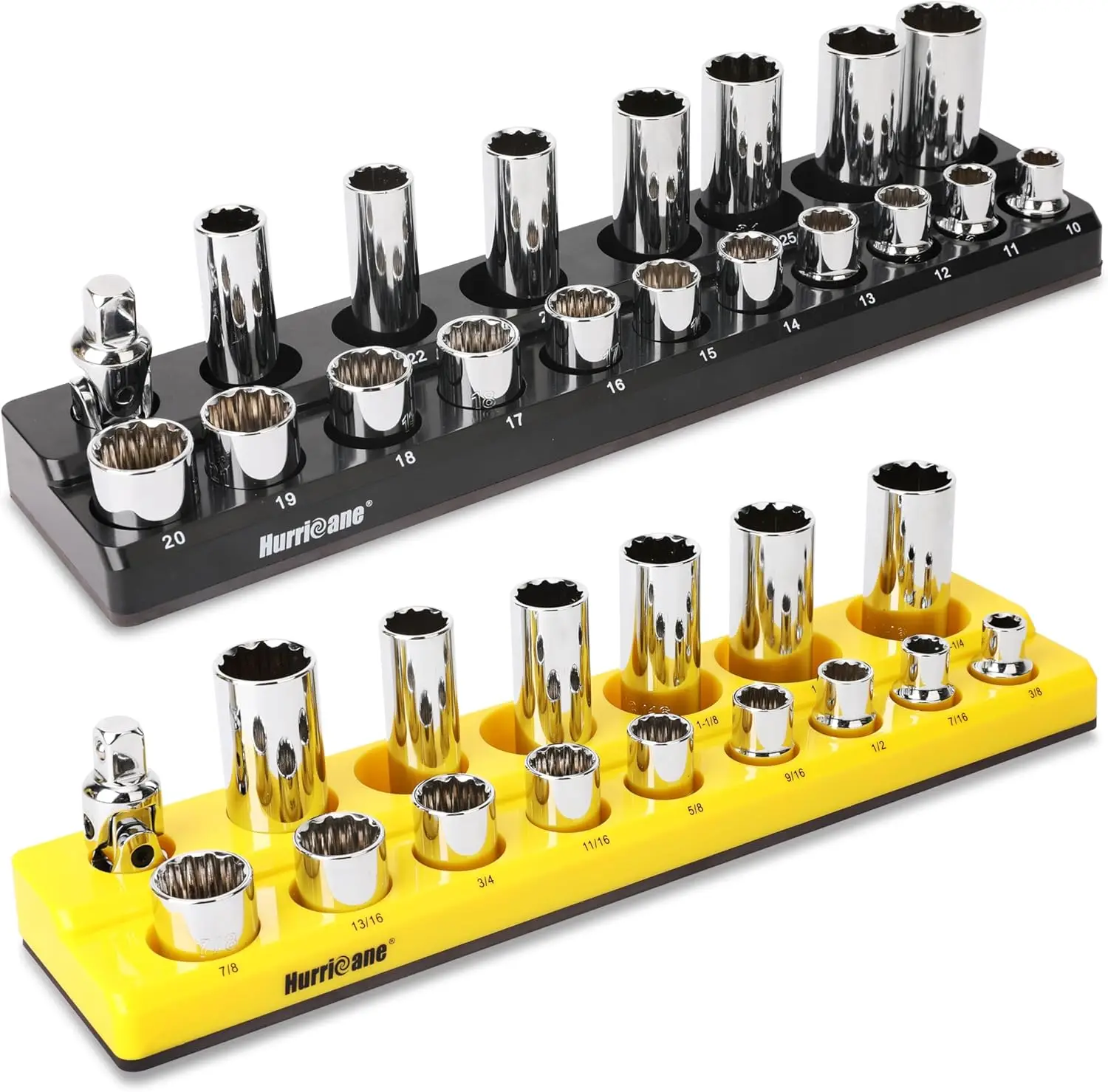 

Magnetic Socket Organizer Set 2 Piece Socket Holder Trays for 1/2" Drive SAE Metric