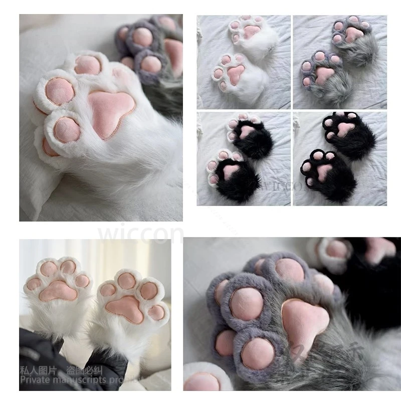 

5-Style Claws Kawaii Furry Gloves Comic Con Paw Cat Claws Sound-Making Rabbit Fursuit Animal Lolita Girls Halloween Cosplay