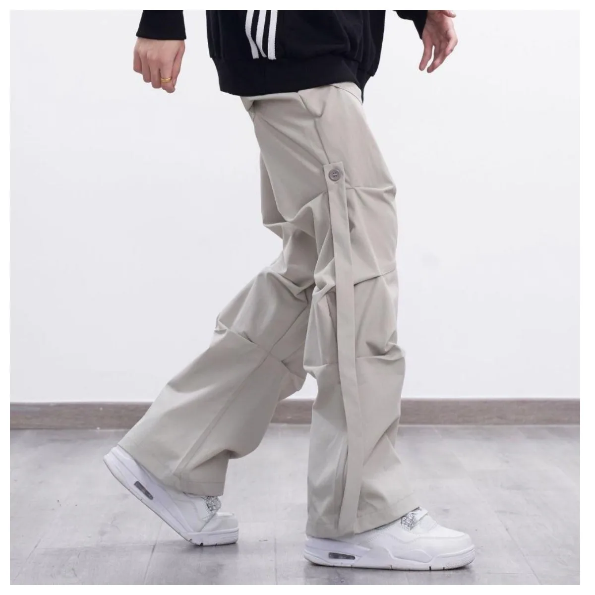 Sets With Pants Man Harajuku Punk Men's Streetwear Black Hip Hop Fashion Clothing Casual Tactical Trousers Y2k Goth Flared