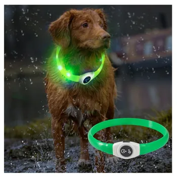 新しい Led 発光犬の首輪 PVC 防水、大中小型犬の首輪 USB ライト夜間安全ペット光るアクセサリー
