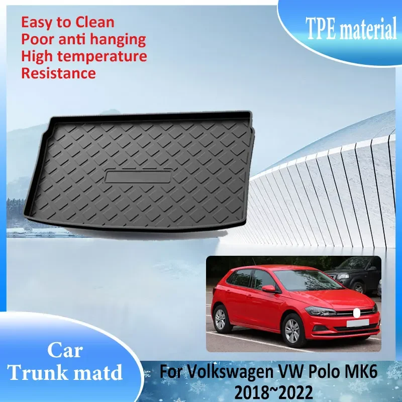 For Volkswagen VW Polo MK6 AW1 BZ1 AE1 2018~2022 TPE Material Auto Trunk Mat Rear Cargo Liner Waterproof Protector Storage Pad