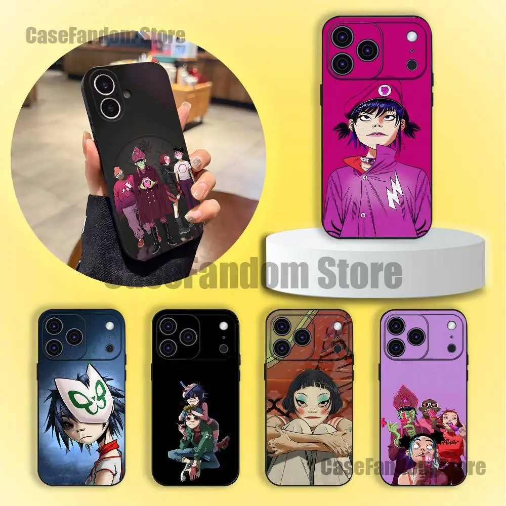 

G-Gorillaz N-Noodle 2D For iPhone 17,16,15,14,13,12,11,Pro,Max,Plus Black Soft Cover Phone Case