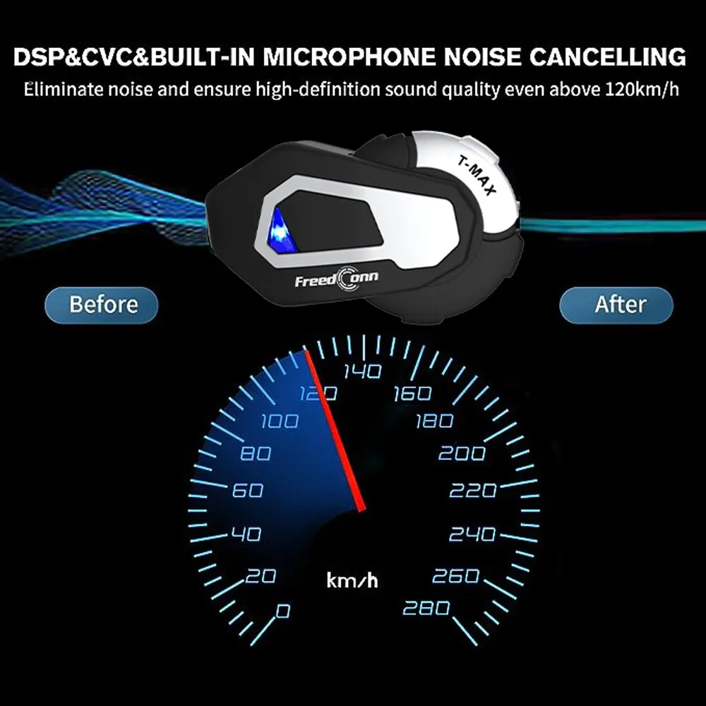 Freedconn T Max Helmet Intercom Motorcycle Bluetooth 5.0 Headsets Handsfree Communicator Waterproof FM Radio 6 Riders 1000M image 2