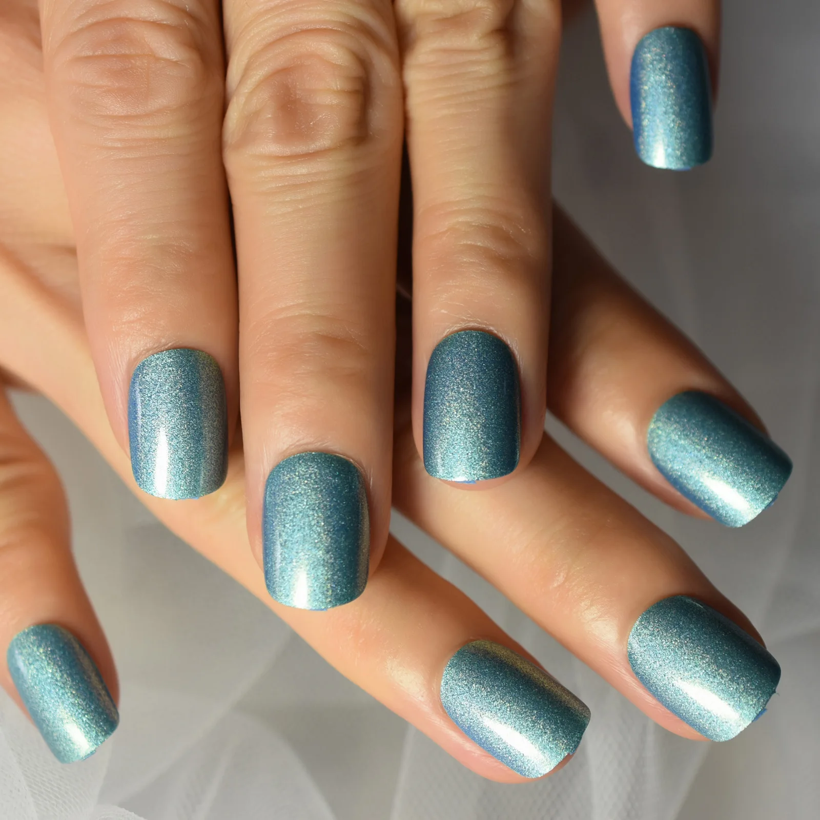 Blauwe Galaxy Press On Nails Korte lengte Faux Ongles Ronde kop Fake Nail Set Valse Tips Professionele Nail Art Salon Tools