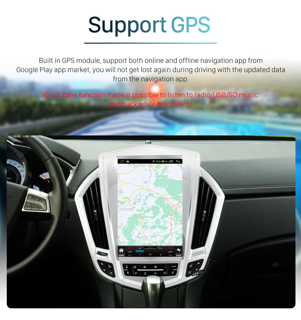 

12,1-дюймовый 6G + 128G для Cadillac SRX 2008-2012 Автомобильный радиоприемник Мультимедийный плеер GPS Стереосистема навигации DVD Android 13 Головное устройство