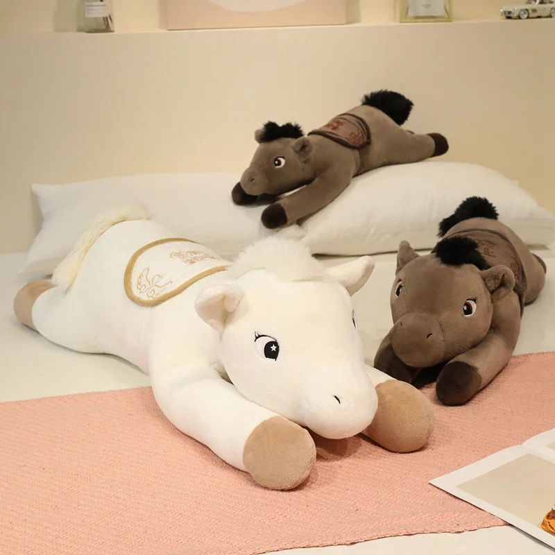 

Giant Soft Lying Horse Plush Toy Horse Sofa Pillow Cozy Fluffy Cartoon Horse Doll Huggable Animal Lovely Room Decor Xmas Gift