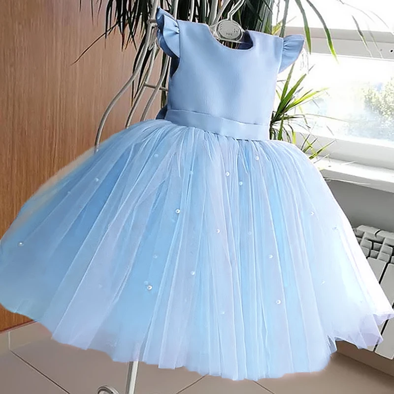 Toddler Baby Girls Summer Dress Wedding Birthday Party Fluffy Backless Tulle Dress 1-5Y Dress Elegant Tutu Vestidos Kids Clothes