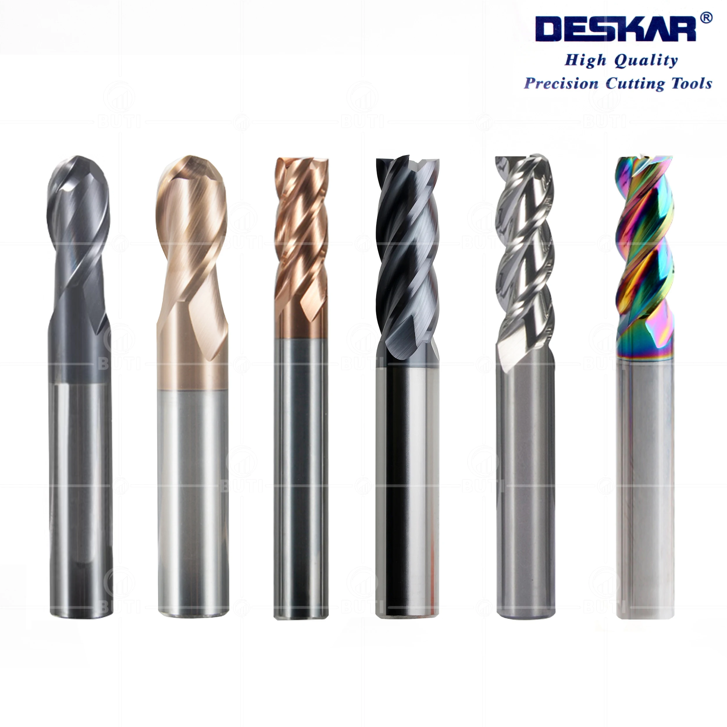 DESKAR 100% Original HRC60 2F 4F 4x50L 5x50L 6x75L 8x100L 10x75L 12x75L 14x100L 16x100L Alloy Flat Endmills Milling Cutter Tools