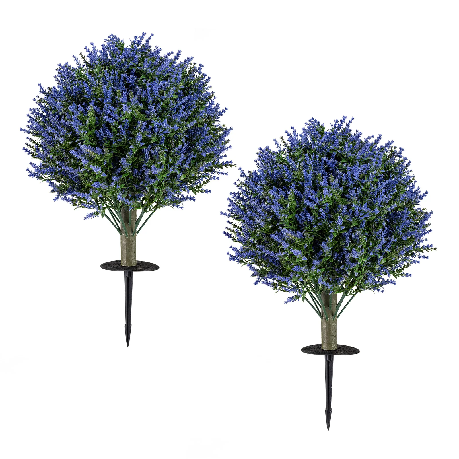 

Набор из 2 искусственных шаровидных кустов лаванды, 24-дюймовые искусственные вечнозеленые кусты с подставкой.