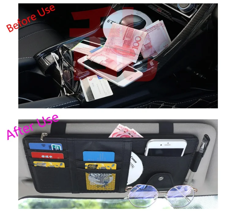 Car Sun Visor Organizer, Multi-function Auto Sun Visor Storage Holder, Car Card Phone Glasses CD Document Bill Storage Bag
