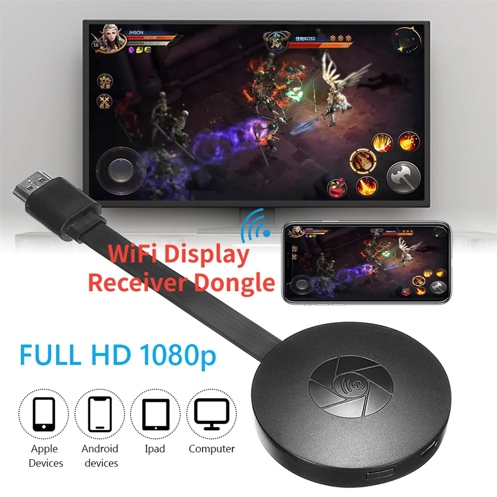 

Nku TV Stick 1080P WiFi Display Receiver Cast Dongle HDMI-Compatible Mirror Screen for Airplay Miracast IOS Android Phone To TV