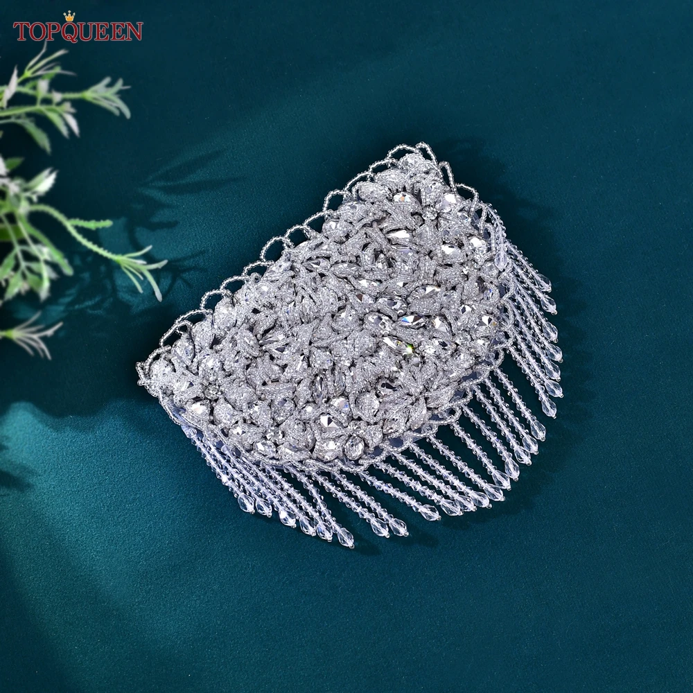 TOPQUEEN Elegant Handmadeไหล่พู่Rhinestoneไหล่Patchเสื้อผ้าอุปกรณ์เสริมPatch Iron-Onหรือเย็บบนSP62