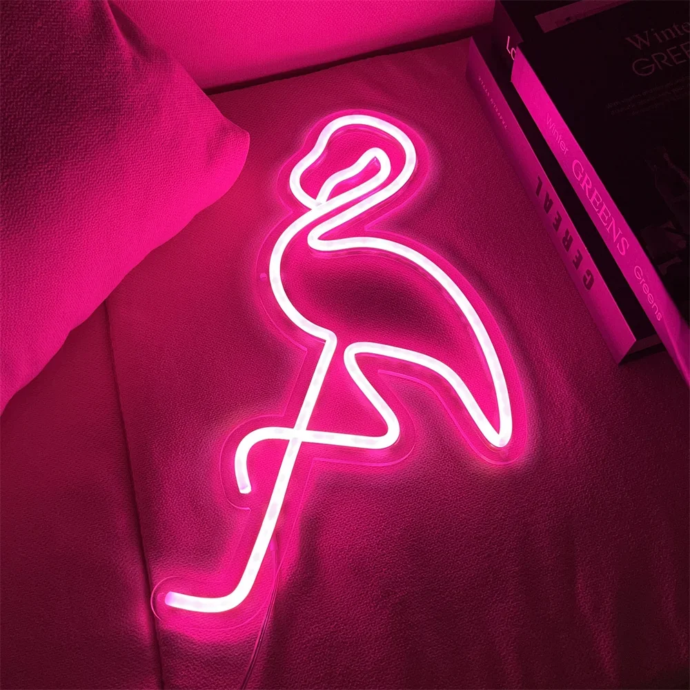 Flamingo Neon Sign Animal Led Home Bedroom Game Room Decor Indoor Ins Wall Decoration Flamingo Wall Hanging USB Neon Light