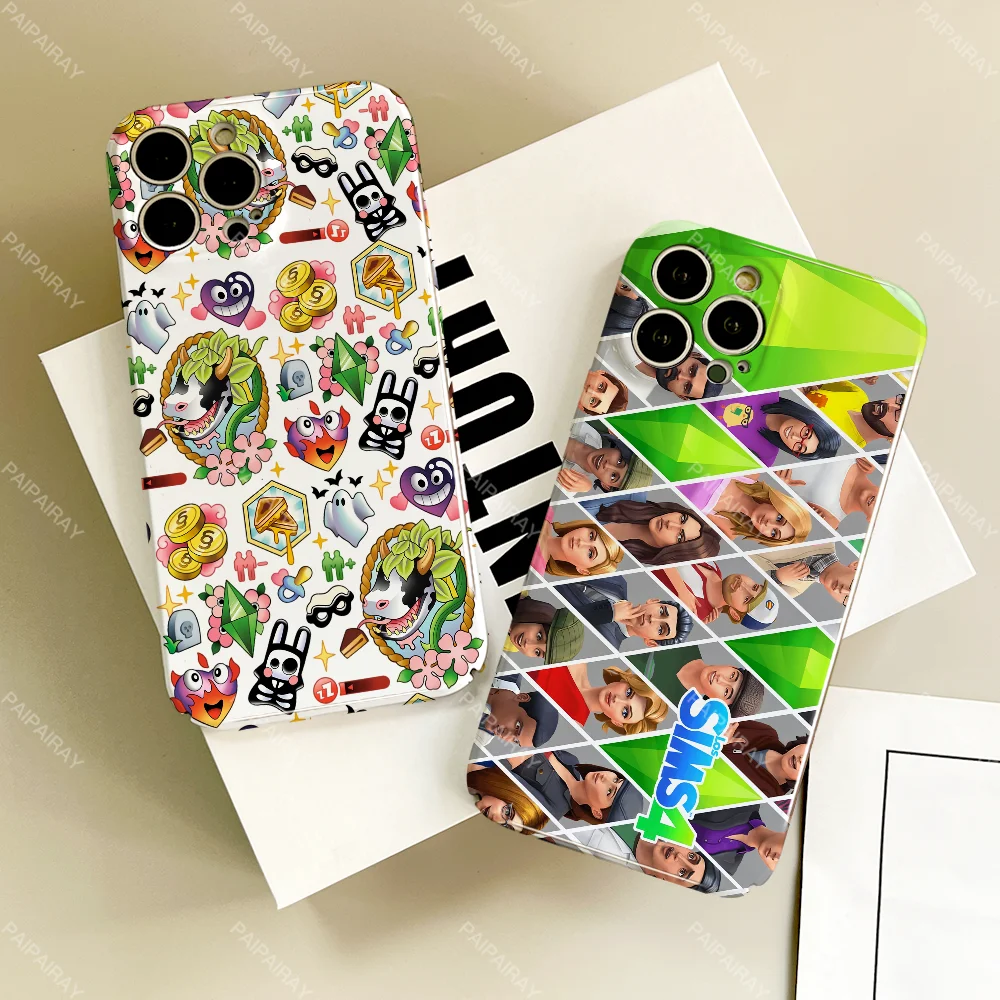 Juego divertido arte the S-sims 4 funda de teléfono para iPhone 16 15 14 13 12 11 Plus Pro Max Mini brillante HD película de cubierta dura