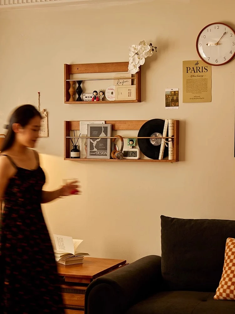 

Nordic solid wood magazine rack, living room wall display rack, newspaper rack, newspaper rack